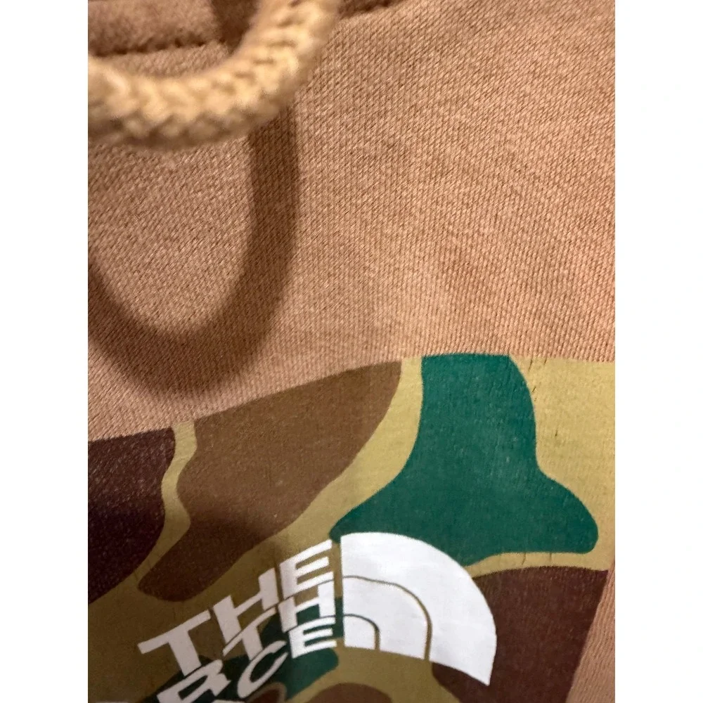The North Face Mens XL Camo Box Logo Hoodie Brown Pullover Sweatshirt gorpcore